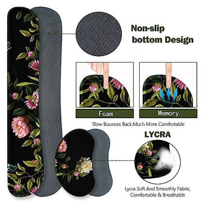 ARTSO Gaming Mouse Pad Wrist Support Set, XXL Large Desk Mat Mousepad + Keyboard Wrist Support+ Mouse Wrist Rest+Coaster 4in1 Ergonomic, Stitched Edge for Home Office -Flowers and Butterflies - color: Flowers and Butterflies