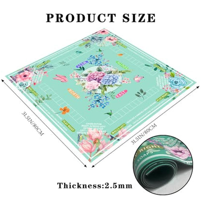 mahjong mat for table with Drawstring Bag/31.5Inch/american mahjong table cloth with rules mats,Noise Reduction Anti-Slip game mat for table,for Mahjong/Poker/Board Games/Card Games/Dominoes (blue) - color: Light Green