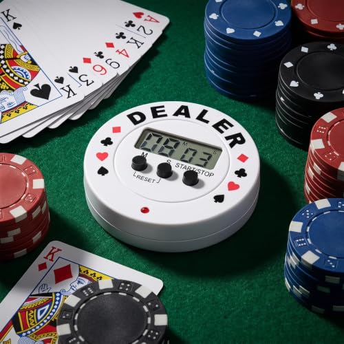 Digital Poker Timer and Dealer Button, Professional Blind Level Countdown Clock with Suit Patterns, Large LCD Display Electronic Timer for, Home Card Game and Tournaments