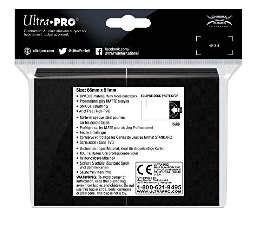 Ultra Pro E-15613 Eclipse Standard Matte Sleeves 100 Pack-Jet Black - color: Jet Black