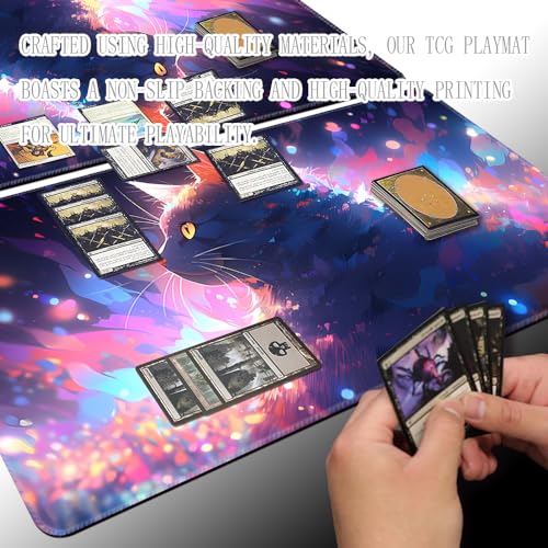 Board Game 14x24in MTG Playmat Compatible for OCG CCG RPG TCG Playmats (Colorful Cat 1) - color: Colorful Cat 1