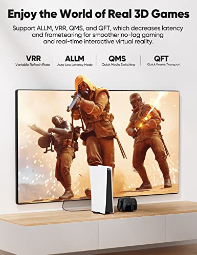 Highwings Long 8K Fiber Optic HDMI Cable 65FT, Unidirectional 2.1 48Gbps High-Speed Slim HDMI 8K60Hz 4K120Hz HDR/eARC Compatible for PS6 and DVD - size: 65 feet