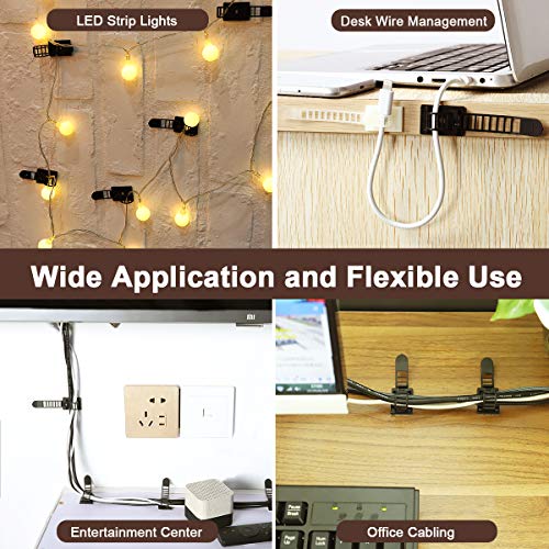 100Pcs Adhesive Cable Management Clips with 50Pcs Zip Ties, Adjustable Nylon Cable Strap Ties Wire Clips Clamps Organizer with Strong Adhesive Tape, Extra Screw & Hole - 3.55 Inch Black - color: Black, size: L-100pcs
