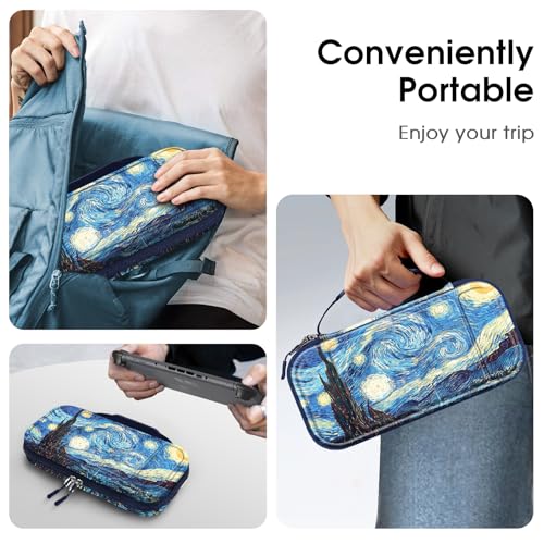 FINTIE Carrying Case for Nintendo Switch 2 (2025), Shockproof Hard Shell Switch 2 Case, Protective Cover Travel Bag with 19 Game Card & 2 Micro SD Card Slots & Inner Pocket (starry night) - color: starry night