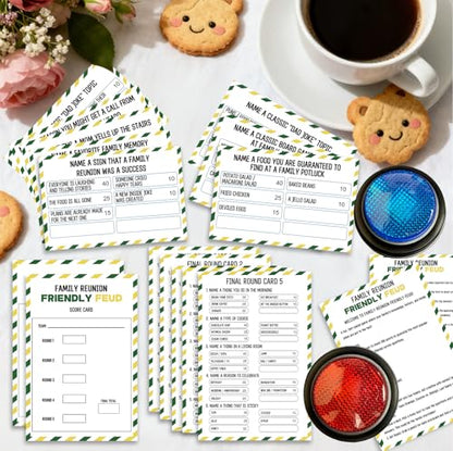Family Friendly Feud Card Game with 2 Answer Buzzers,Family Reunion Game Night Fun Trivia Quiz for Holiday Gathering Party Office Class Groups Team Building