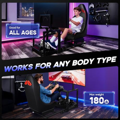 DIWANGUS Foldable Sim Racing Cockpit, Aluminum Rig with Monitor Mount | 70% Aluminum Alloy, Adjustable Wheel Deck & Pedal Plate, Monitor Mount Adjusts Up/Down & Forward/Back, Foldable Design
