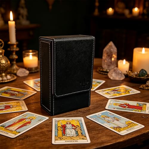 Tarot Card Holder, Leather Tarot Card Case, with Magnetic lid Closure-Suitable for Tarot Cards (gray) - color: gray