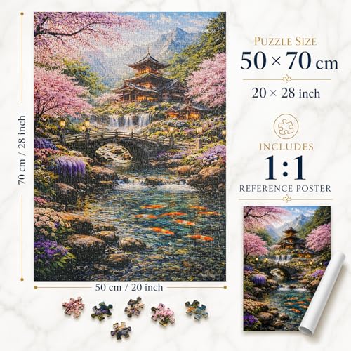 Jigsaw Puzzles for Adults 1000 Pieces Cherry Blossom Impossible Hard Difficult Challenging Puzzle for Adults 1000pc Puzzles Mountain Forest Flower Lake Park Landscape Puzzle 28 x 20 inch