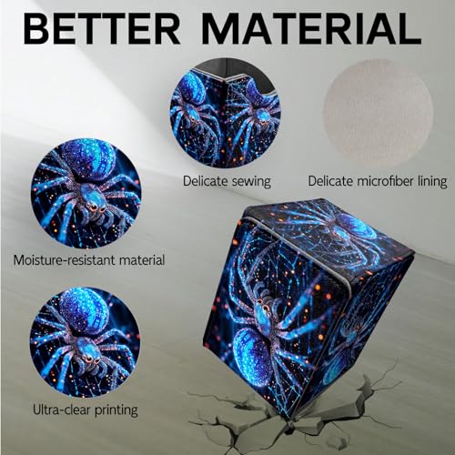 for MTG Deck Box, Trading Card Storage Case Holds 100+ Sleeved Cards, Glowing Blue Spider on Web Magnetic Closure Durable Deck Holder for Magic The Gathering, TCG & Commander - color: Glowing Blue Spider on Web