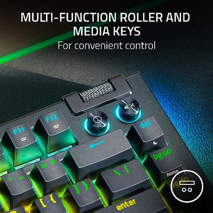 Razer BlackWidow V4 75% Mechanical Gaming Keyboard: Hot-Swappable Design - Compact & Durable - Orange Tactile Switches - Chroma RGB - MF Roller & Media Keys - Comfortable Wrist Rest - Black (Renewed) - color: black / black