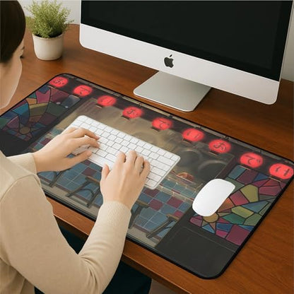 Japanese Anime Desk Pad, Black Ghost Game Mouse Pad, Long Keyboard Mat, Computer Pad, Wireless Mouse Mat, Non-Slip Desk Mat with Stitched Edges, Retro Home Office Desktop Decor 31.5"X15.7" - color: Black