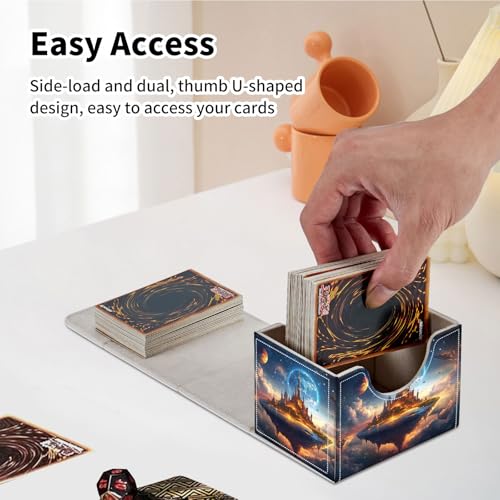 Stylish MTG Deck Box for 110+ Cards, Magnetic Commander Deck Case with Bonus Game Card Pouch, Durable Storage for TCG and Sleeved Magic Cards, Fantasy Space - color: Fantasy Space