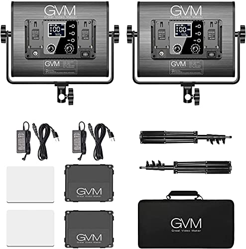 GVM RGB LED Video Light with Bluetooth Control, 360° Full Color 1000D PRO Video Lighting Kit with 736pcs Led Beads, 2 Packs Led Panel Light for YouTube Studio, Video Shooting, Conference, CRI 97+ - color: 1000D