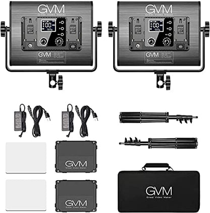 GVM RGB LED Video Light with Bluetooth Control, 360° Full Color 1000D PRO Video Lighting Kit with 736pcs Led Beads, 2 Packs Led Panel Light for YouTube Studio, Video Shooting, Conference, CRI 97+ - color: 1000D