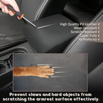 ramuel Center Console Armrest Cover for Ford Mustang 2015-2025 | Anti-Scratch ，Non-Slip ，PU Leather ，Easy Install - size: for Mustang
