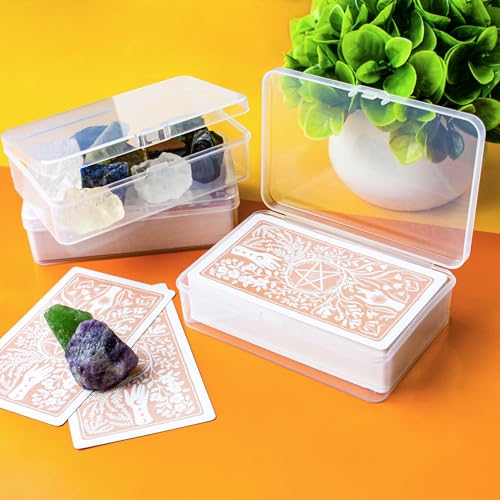 JINUPHION 3 Pcs Tarot Card Case, Tarot Card Holder for 4 3/4"×2 3/4" Standard Tarot Cards, Plastic Clear Card Deck Box Storage, Playing Card Case for Large-sized Cards,5" ×3 1/4" ×1 3/8" (NO Cards) - size: 3 pcs Tarot