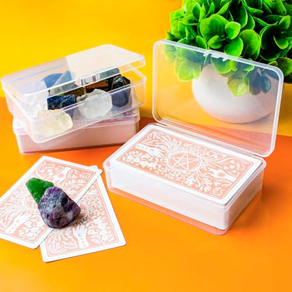 JINUPHION 3 Pcs Tarot Card Case, Tarot Card Holder for 4 3/4"×2 3/4" Standard Tarot Cards, Plastic Clear Card Deck Box Storage, Playing Card Case for Large-sized Cards,5" ×3 1/4" ×1 3/8" (NO Cards) - size: 3 pcs Tarot