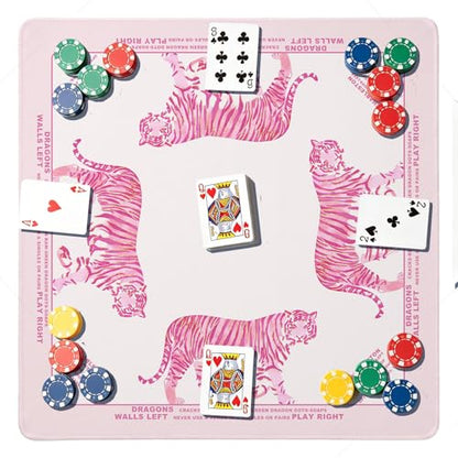 Pink Tigter Mahjong Mat Pads, Funky Cute Mahjong Mats for Table 31.5 In | Preppy Mahjong Mat, Funky Noise Reduction Mahjong Game Pad, Girly Mah Jong Mats Table Cover, Mahjong Gifts for Women - color: Pink Tigter