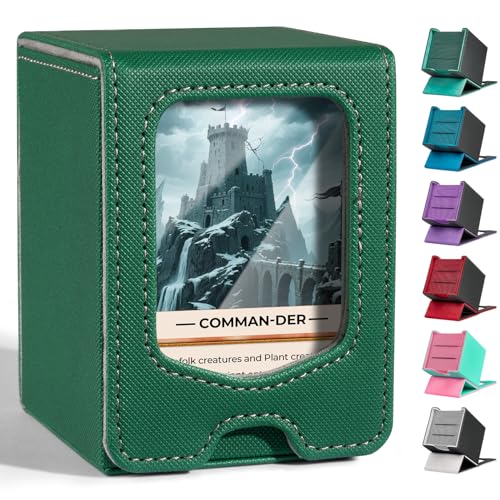 Fabmaker Deck Box Compatible with MTG Commander,Comman-der Deck Box Storage | Trading Card Storage Box with Comman-der, Fits 100 Double-Sleeved Cards, Card Box Compatible with Magic the Gathering - color: Dark Green, size: 1 pack