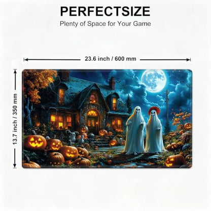 for MTG Playmat, Custom Trading Card Game Mat 23.6 x 13.7 in | Ghostly Mansion Premium Non-Slip Rubber Base, Water-Resistant & Stitched Edges, Personalized High-Definition Art - color: Ghostly Mansion, size: 24" x 14" Regular
