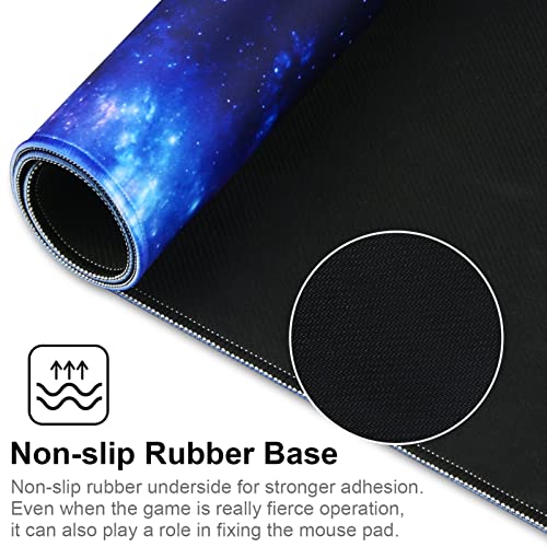 Large Gaming Mouse Pad with Stitched Edges,[27.5x11.8In] Extended Blue Space Mouse Pad with Non-Slip Natural Rubber Base for Gamer/Desktop/Office/Home 70x30 Bluespace04 - color: 70x30 Bluespace04