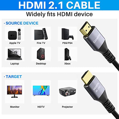 HDMI® Cable, Heavy-Duty 8K HDMI® Cable 25FT, 48Gbps Ultra HD Cord, Supports 8K@60Hz 4K@120Hz, eARC, HDR, HDCP 2.2 2.3, for Laptop, Monitor, Switch, PS5/PS4, Xbox, Dolby, Series X, UHD TV -25ft - size: 25FT, style: 1 Pack