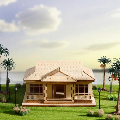 3D Wooden Puzzles for Adults, DIY Miniature Villa Model Kit for Home Decor | Wooden Houses for Beginners,Paintable model building kit, Stress Relief & Screen-Free Activity,Gifts for Friends/Teens - style: One Layer