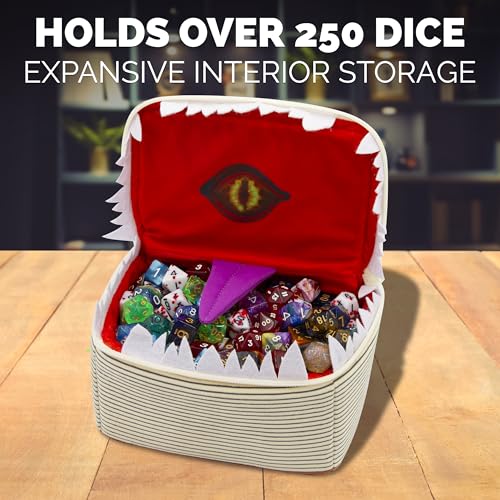 CASEMATIX Mimic Spell Book Dice Case with 7 Included RPG Dice - 7" Mimic Tome Chest Bag with Zipper Closure and Carabiner for 250 Polyhedral Pieces, Protective Novelty Holder for Tabletop Dice - style: Spellbook