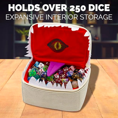 CASEMATIX Mimic Spell Book Dice Case with 7 Included RPG Dice - 7" Mimic Tome Chest Bag with Zipper Closure and Carabiner for 250 Polyhedral Pieces, Protective Novelty Holder for Tabletop Dice - style: Spellbook