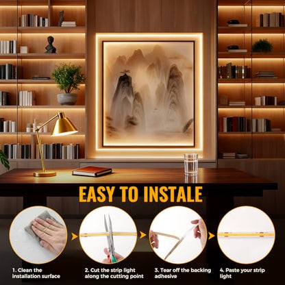 40Ft COB LED Strip Lights, Warm White 3000K Dimmable LED Light Strip with Remote, Seamless & No Strobe, Flexible & Cuttable, Complete Kit for Kitchen, Bedroom, Cabinet Lighting - color: 3000K