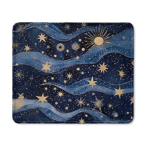 Fantasy Starry Night Sky Mouse Pad, Celestial Sun Star Galaxy Gifts for Women, Blue and Gold Galaxy Mouse Pad for Home Office Computer Gaming Desk Essentials, 9.5x7.9 Inch - color: 10Child