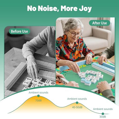 Anti Slip Mahjong Mat for Table 32.4" x 32.4" - Noise Reduction Rubber Base Game Mat with Carrying Bag, Waterproof Portable Table Cover for Poker/Cards/Board Games/Tile Games- Green - color: Fl-green