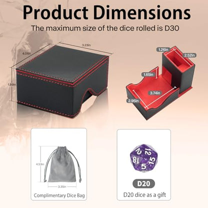 Dice Tower and Tray,Foldable Portable Dice Rolling Tower,Dice Roller Accessory for Dungeons and Dragons,Classic Board Games,RPG Games,and Tabletop Games Black/Red - color: Black/Red