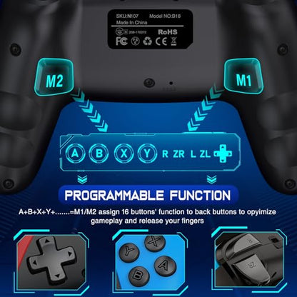 Wireless Switch Controller for Switch/Lite/OLED/Swicth 2 Controller, Switch Controller Joysticks Work with iOS/Android/PC-Switch 2 Pro TURBO Controller with Wake-up Programmable (Upgraded Vision)