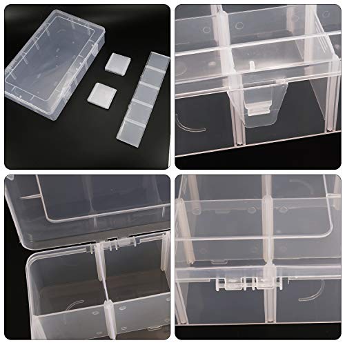 Umirokin 2 Pack 15 Grids Clear Plastic Organizer Box with Adjustable Dividers, Craft Storage Containers for Jewelry, Beads, Screws, Tackle Box, Washi Tapes, Small Parts Organizer for Arts and Crafts - size: 15 Girds 2 Packs