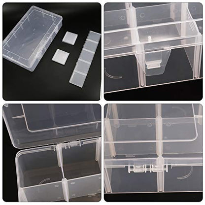 Umirokin 2 Pack 15 Grids Clear Plastic Organizer Box with Adjustable Dividers, Craft Storage Containers for Jewelry, Beads, Screws, Tackle Box, Washi Tapes, Small Parts Organizer for Arts and Crafts - size: 15 Girds 2 Packs