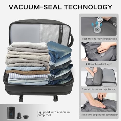 TANGCORLE Vacuum-Compressed Travel Backpack: Expandable, Airline-Approved Laptop Backpack—Unisex Business Backpack - color: Black-b45l