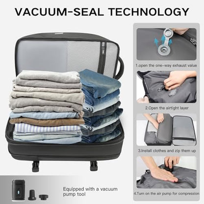 TANGCORLE Vacuum-Compressed Travel Backpack: Expandable, Airline-Approved Laptop Backpack—Unisex Business Backpack - color: Black-b45l
