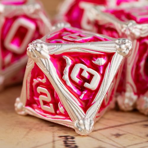 Surpass DND Metal dice Set MTG dice Set Role Playing Polyhedral Dice Dungeon DND Dragon dice - color: Pink