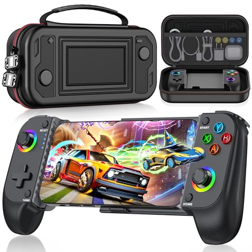Wireless Phone Controller with Carrying Case for iPhone/Android, Mobile Gaming Controller with Hall Joystick Support Xbox Game Pass, Steam Link, GeForce Now, Call of Duty, Cloud Gamepad for iOS - color: Black with Carrying Case