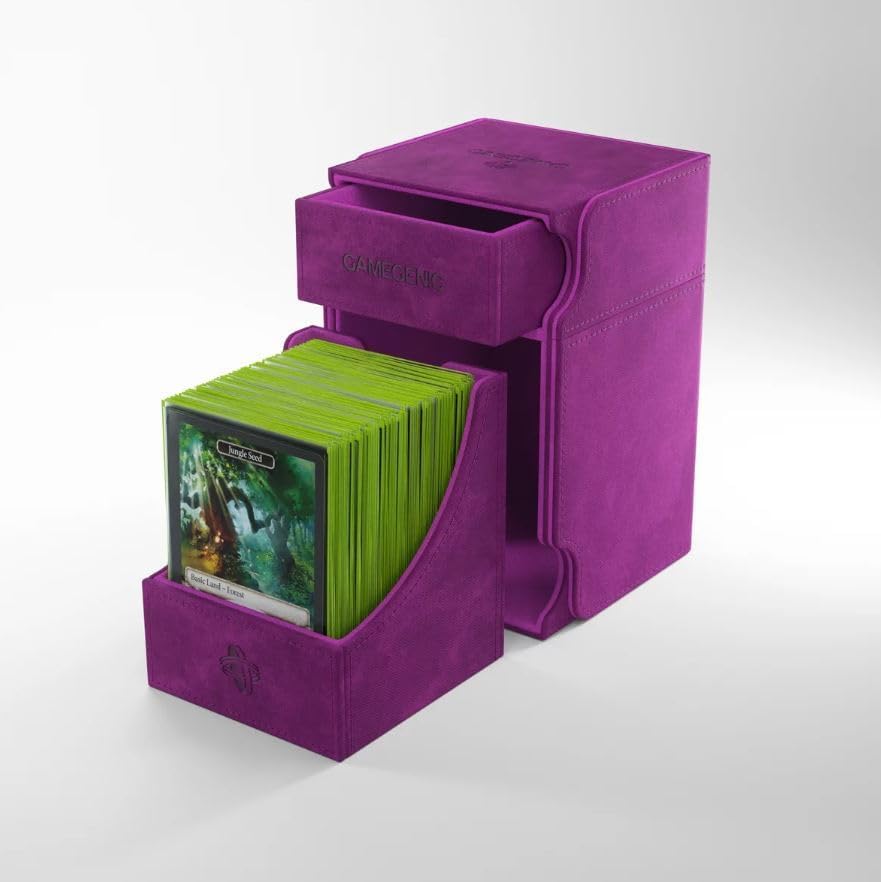 GameGenic Deck Box – Watchtower XL Purple 100CT – Durable and Sturdy TCG, OCG, CCG Card Storage – Compatible with Pokemon, Yugioh, Commander, and MTG Magic: The Gathering Cards - color: Purple