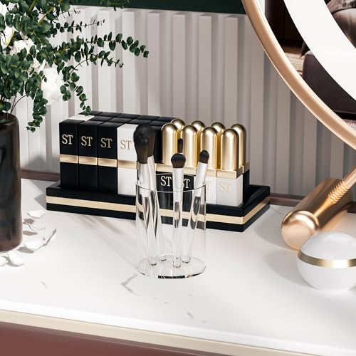 Clear Acrylic Pen Holder Round Shape, Desktop Pencil Cup Holder, Countertop Stationery Organizer for Office Desk Accessory - size: 1 Compartment