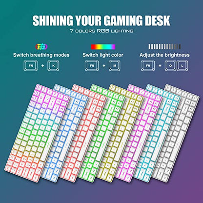 RedThunder 60% Mini Gaming Keyboard and Mouse Combo, Lightweight, Ultra-Compact 61 Keys RGB Backlit,7200 DPI Honeycomb Optical Mouse, Wired Gaming Set for PC MAC PS5 Xbox Gamer(White) - style: 01 White Wired Combo
