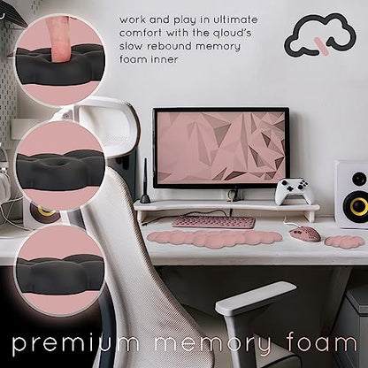 Pink Cloud Keyboard Wrist Rest – Create-ables Qloud Pink Wrist Rest for Computer Keyboard and Mouse, Ergonomic Memory Foam Wrist Pad with Non-Slip Base, Includes Cloud Mouse Pad - color: 06 Pastel Pink