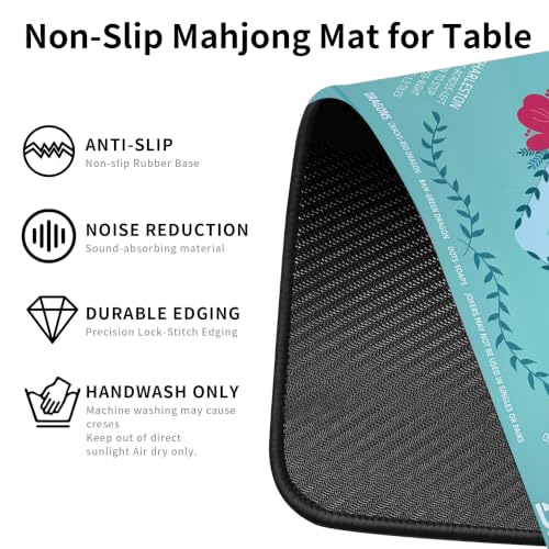Mahjong Mat for Table 31.5 "x 31.5" American Mah Jongg Mat | Anti-Slip Noise-Reducing Rubber Table Mat Cover with Printed Rules Carrying Bag for Poker,Board Games,Dominoes - color: Green