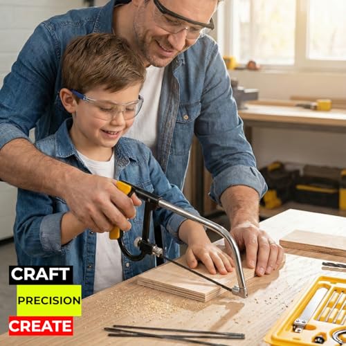 Power Path 7-Piece Multipurpose Mini Set – Precision Hand Saw Kit with Blades for Wood, Metal, and Plastic Cutting – Compact Hobby & DIY Coping Saw Tool Set
