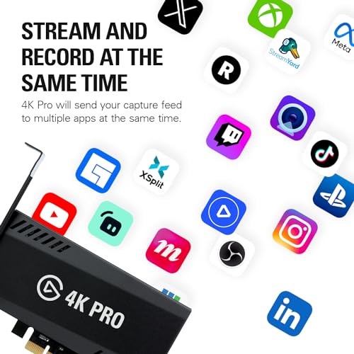 Elgato 4K Pro Internal Capture Card, 8K60 Passthrough | 4K60 HDR10 capture, HDMI 2.1, Up to 1080p240 recording, VRR support, Ultra-low latency, Dual PC setup compatible