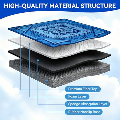 Mahjong Mat with Rules 31.5" x 31.5" Neoprene Rubber Square Blue Gaming Mat - Anti-Slip, Noise Reduction Durable & Easy to Clean for Mahjong Tiles, Poker, Dominoes & Board/Tile Games (Blue) - color: Blue