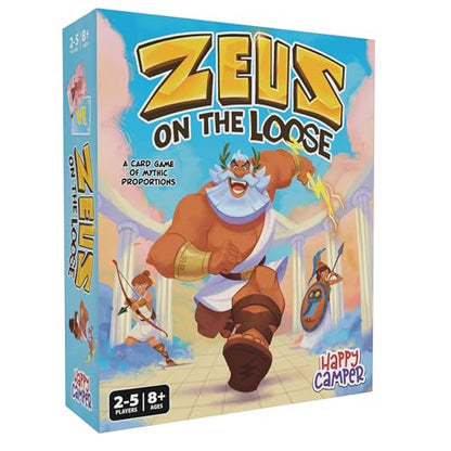 Zeus on the Loose - A Card Game of Mythic Proportions - New & Improved Happy Camper Edition | Perfect Math Game for Fans of Greek Mythology and Family Game Night | 2-5 players | Ages 8+
