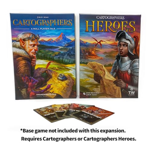 Cartographers Heroes: Champions Mini-Expansion | 4 New Heroes for Cartographers Heroes Board Game | Game of Fantasy Map Drawing | Flip & Write Family Strategy Game by Thunderworks Games